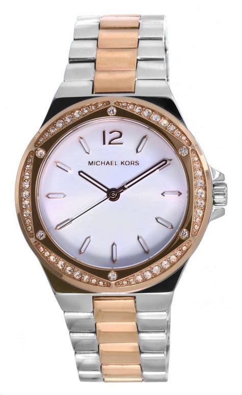 michael kors silver tone dial ladies watch|Lennox Silver.